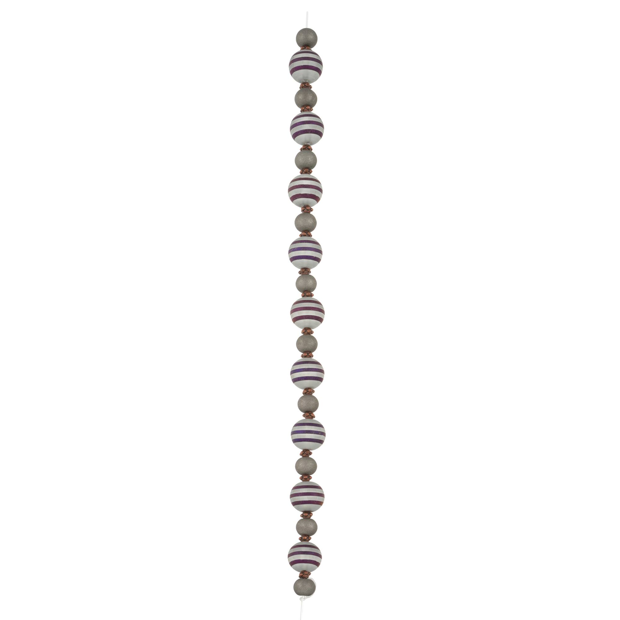 Black Stripe Glass Round Beads Mix by Bead Landing™